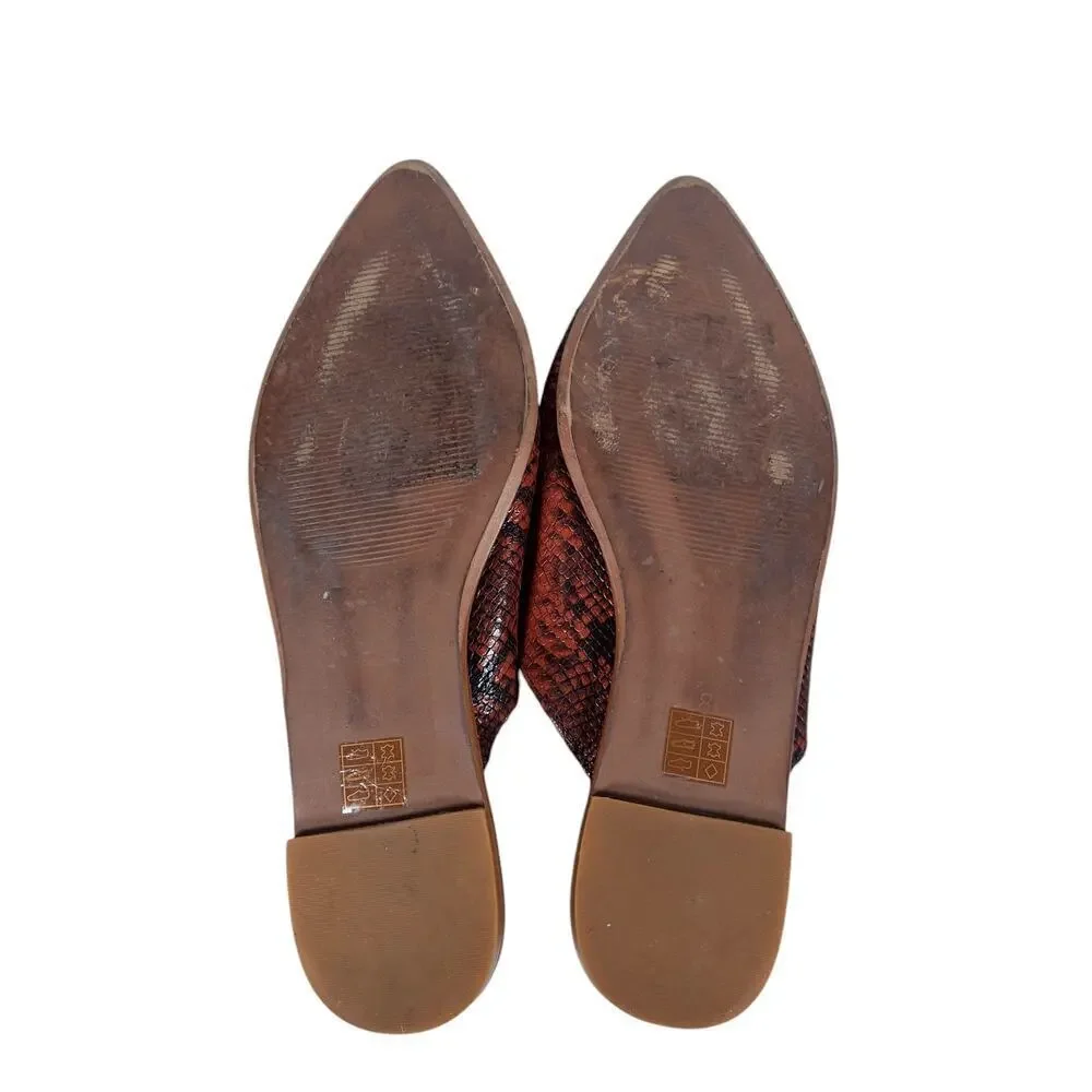 Madewell The Emilia Mule 8 Red Black Snake Embossed Leather Pointed Toe Flats